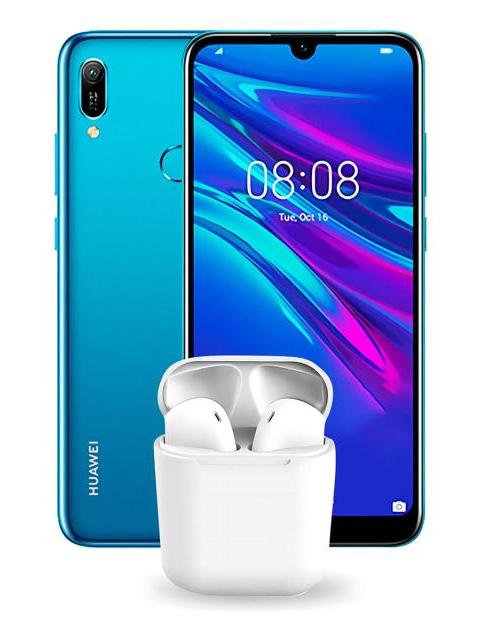 CELULAR HUAWEI Y6 2019 3GB RAM 64GB ROM AZUL ZAFIRO NUEVO + AUDIFONOS DE REGALO AZUL
