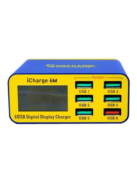 MULTI CARGADOR 6 PUERTOS USB PANTALLA QC3.0 INTELIGENTE