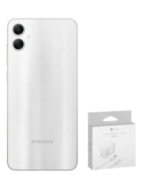 SAMSUNG GALAXY A05 DUAL SIM 128 GB SILVER 4 RAM + POWER ADAPTER GENERICO 20W