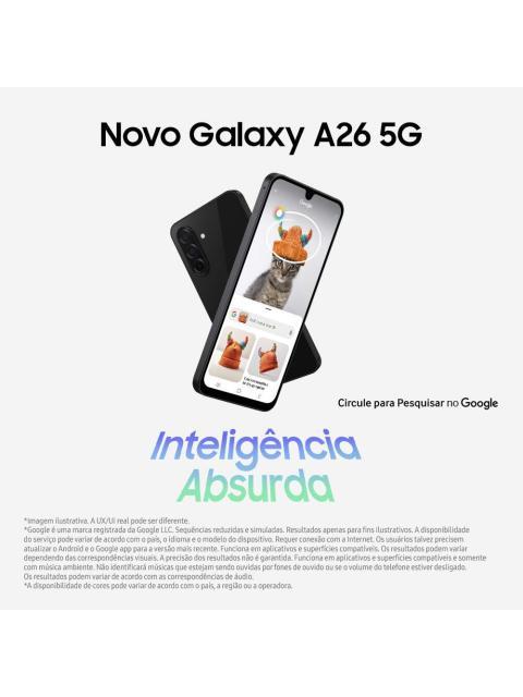 TELEFONO CELULAR SAMSUNG GALAXY A26 5G 256 GB 8 GB DE RAM CAMARA DE 50 MP IP67 PANTALLA SUPER AMOLED 6.7 NFC - NEGRO