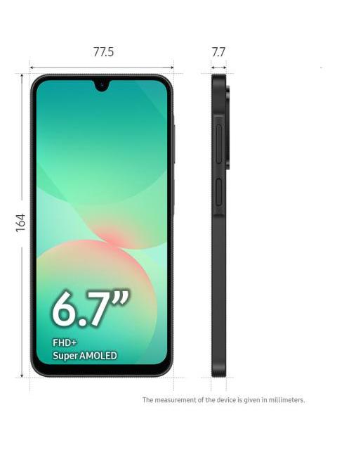 TELEFONO CELULAR SAMSUNG GALAXY A26 5G 256 GB 8 GB DE RAM CAMARA DE 50 MP IP67 PANTALLA SUPER AMOLED 6.7 NFC - NEGRO