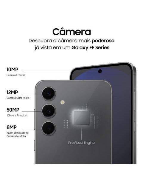 TELEFONO CELULAR SAMSUNG GALAXY S24 FE 5G 512 GB 8 GB DE RAM PANTALLA 6.7 CAMARA TRIPLE DE 50+12+8 MP CAMARA. PANEL FRONTAL DE 10 MEGAPIXELES GALAXY AI COLOR GRAFITO