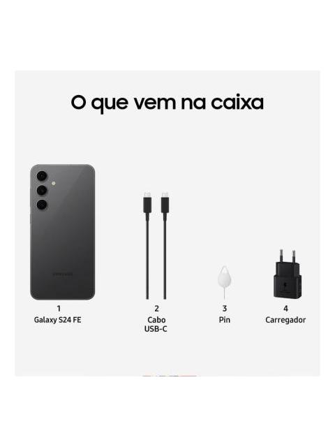 TELEFONO CELULAR SAMSUNG GALAXY S24 FE 5G 512 GB 8 GB DE RAM PANTALLA 6.7 CAMARA TRIPLE DE 50+12+8 MP CAMARA. PANEL FRONTAL DE 10 MEGAPIXELES GALAXY AI COLOR GRAFITO